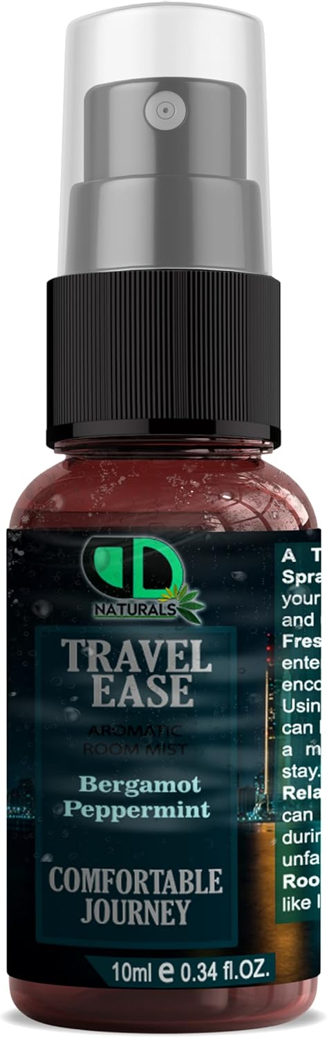 Travel Ease Aromatic Room Spray| Air Freshener for Home, Car & Office, Long-lasting Fragrance, Smoke free, Non-Toxic, Pillow Mist Spray 10ml (Bergamot Peppermint Oils)