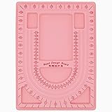 H&W Pink Bead Board with Flock, 9.5 by 12.9-inch, Design Beading Board Tray DIY Craft Tool for Girl and Necklace Beading Jewelry Designer