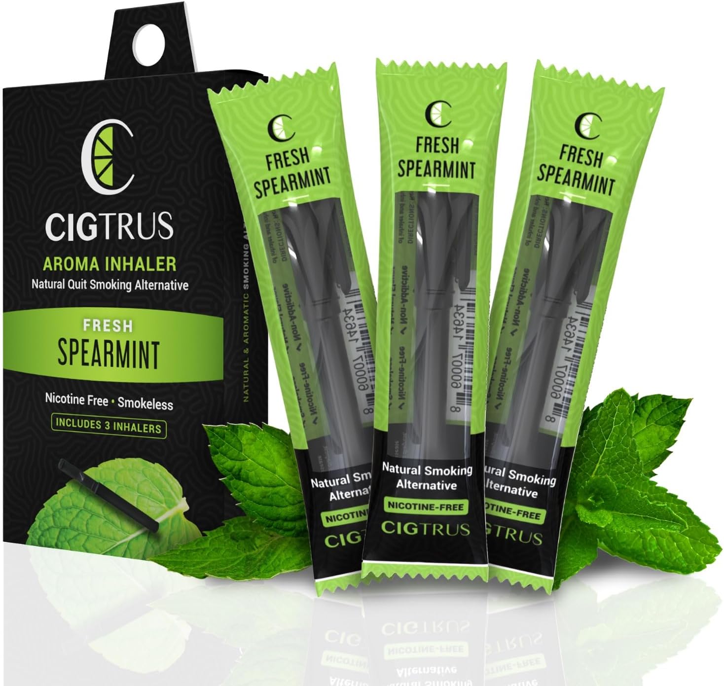Craving Relief Inhaler (3-Piece) - Natural Quit Smoking Substitute, Nicotine & Tobacco-Free, Cigtrus' Non-Electric Solution (Fresh Spearmint)
