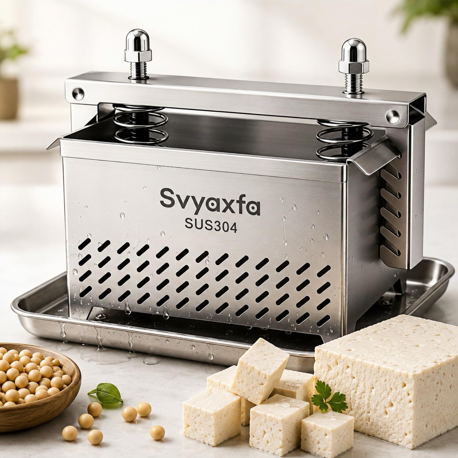 Tofu Press Stainless Steel Paneer Maker,Paneer Press,Cheese Press, Tofu Maker BPA-Free for Homemade Tofu & Paneer,Quick Water Removal in 10-30 Mins for Silken, Firm or tofu extra firm(SUSXL)