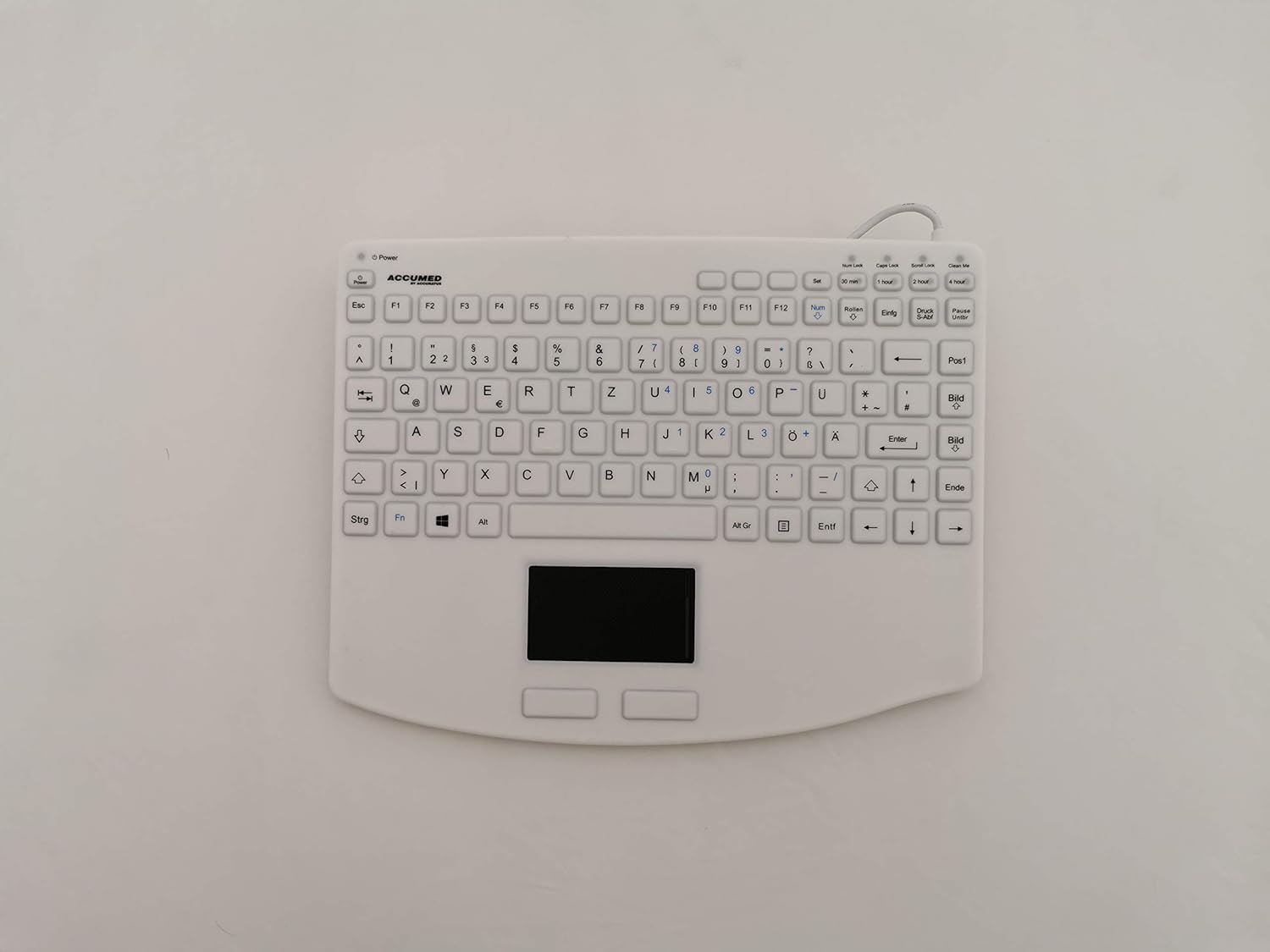 AccuMed 540 V2 GERMAN - USB Mini Sealed IP67 Antibacterial Medical/Clinical Keyboard with Touchpad