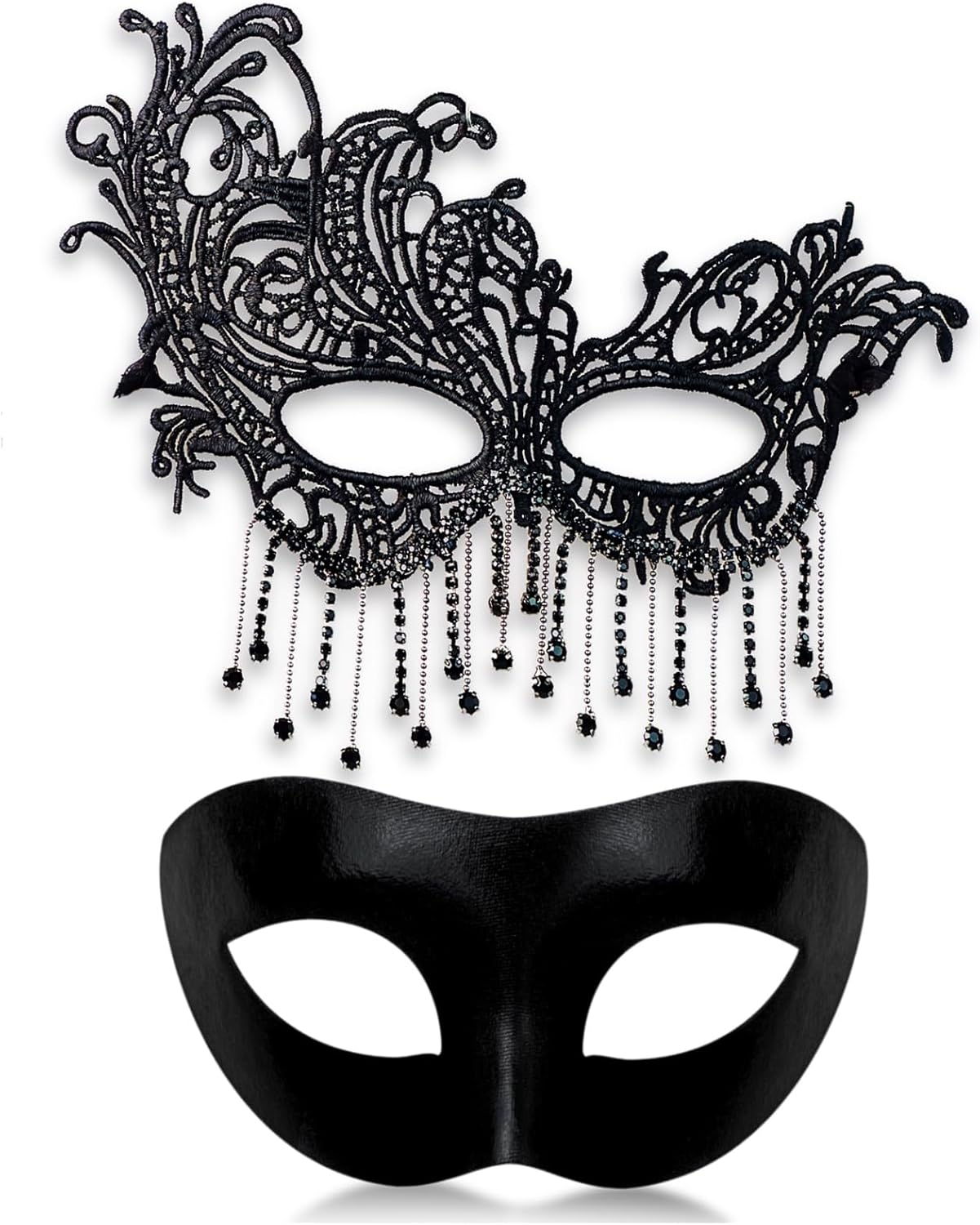 Couples Masquerade Mask For Mardi Gras Carnival Prom Mysterious Lace Rhinestone Women And Handsome Man Mask