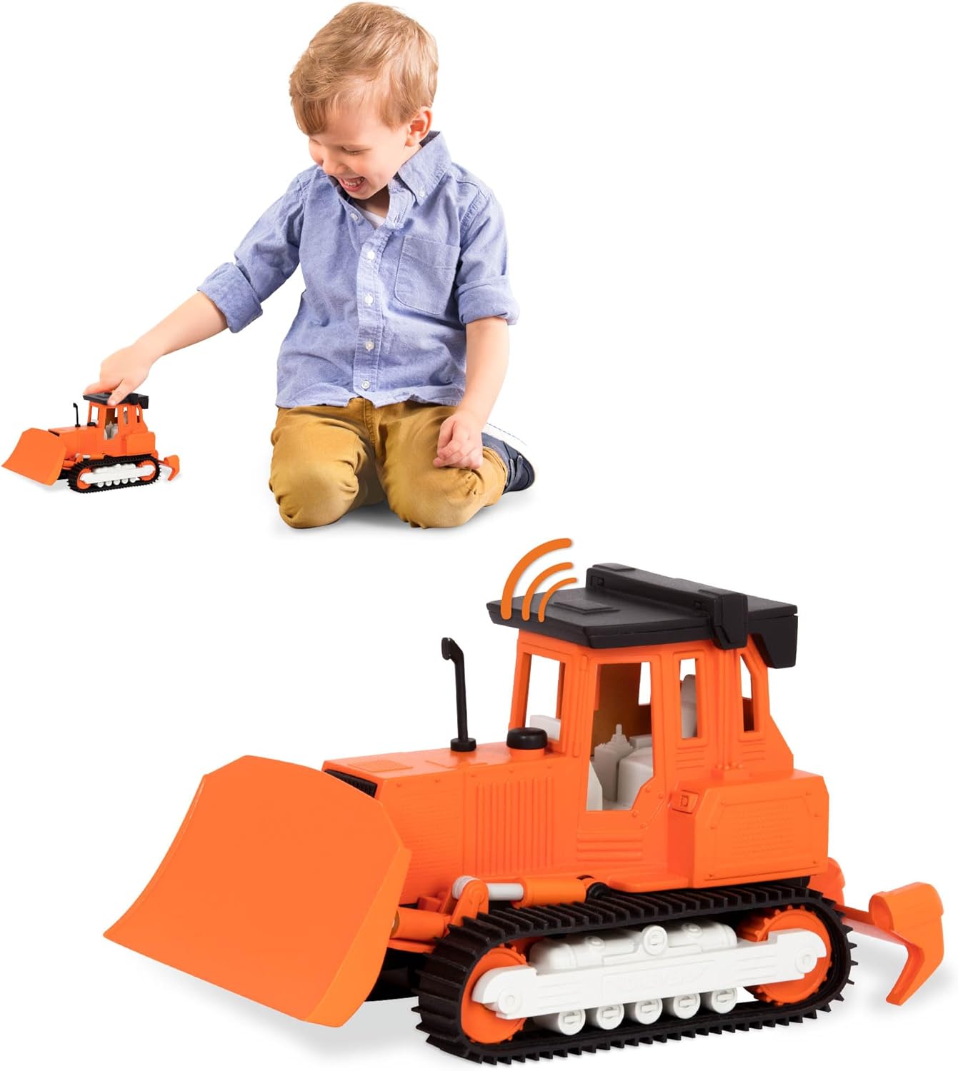 Driven by Battat – Micro Bulldozer – Toy Bulldozer Truck with Rake, Shovel, and Realistic Sound – Trucks and Construction Toys for Kids Aged 3 and Up