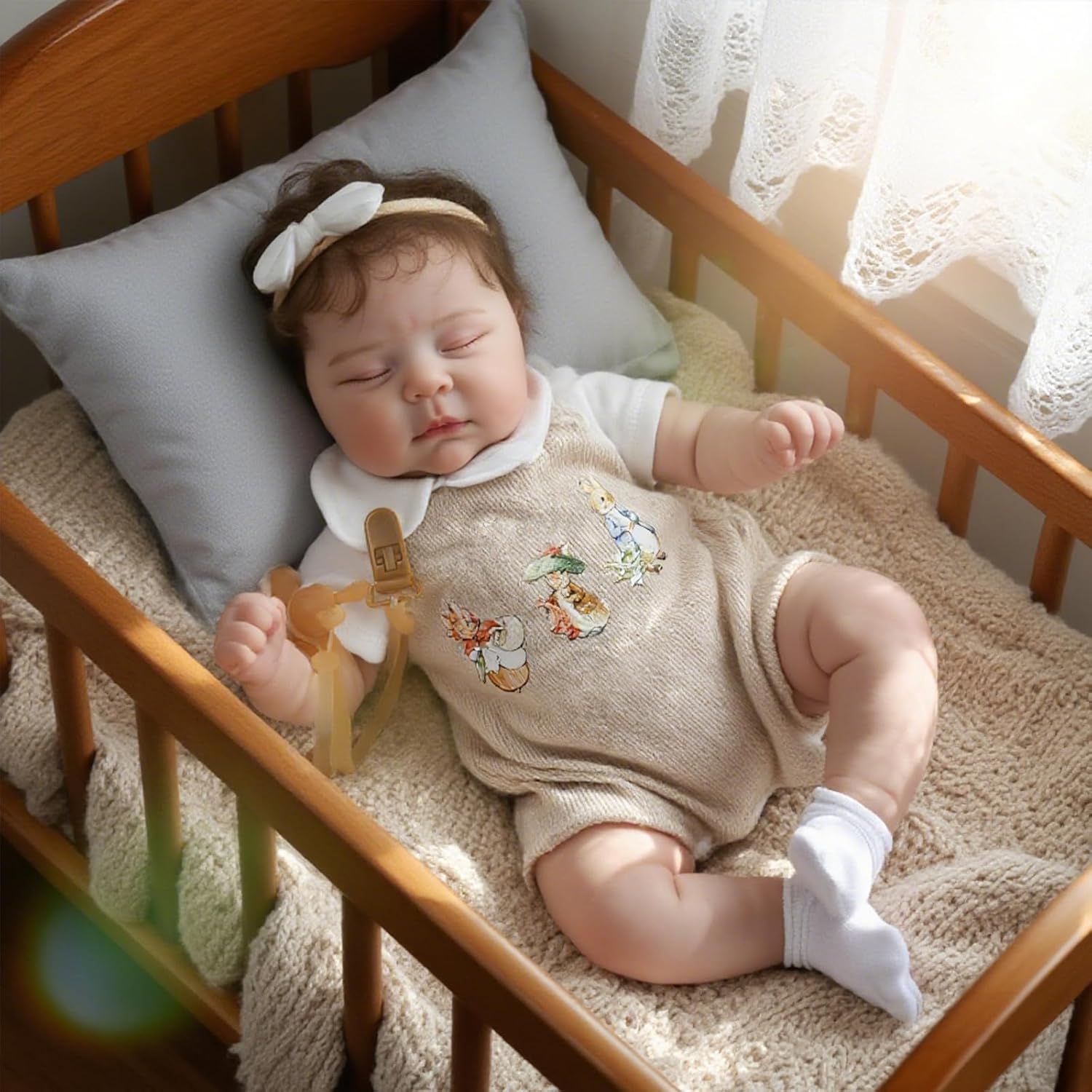 CHAREX Lifelike Reborn Baby Dolls - 22 Inch Sleeping Realistic Newborn Baby Girl with Soft Weighted Cloth Body, Real Life Baby Doll Peaches with Realistic Veins, Doll Gift Set for Kids Age 3+