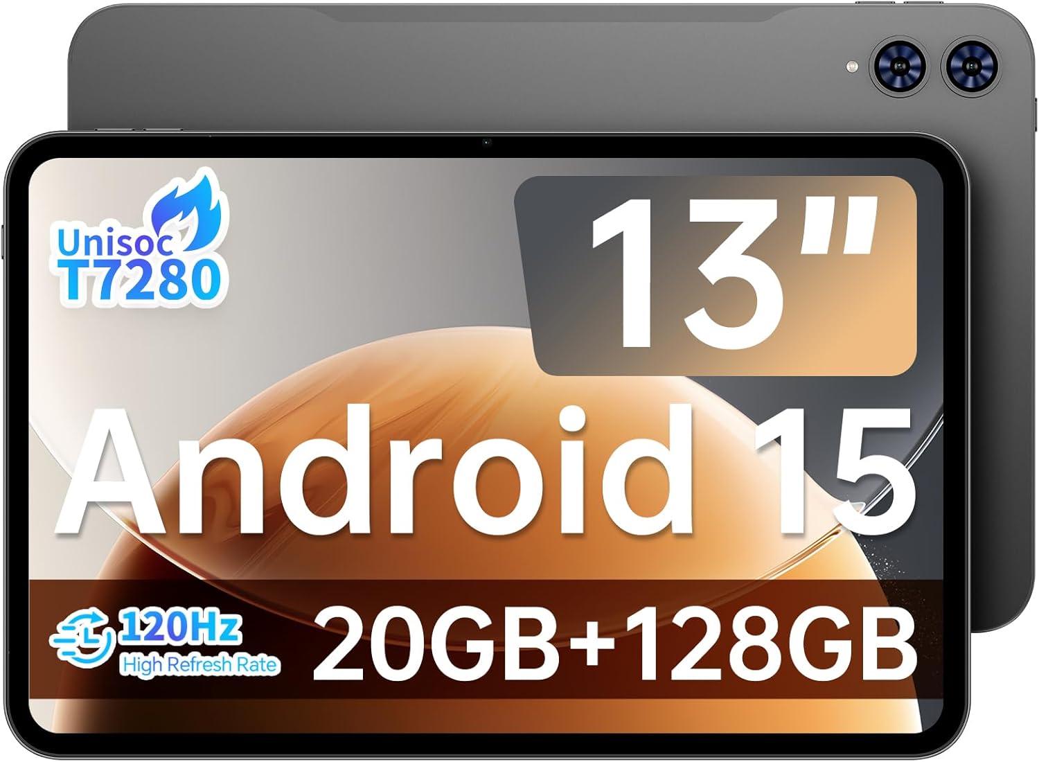 TECLAST 2025 Newest Tablet 13.4 Inch, T65 Android 15 Tablet, 20GB RAM 128GB ROM(TF 1TB), 8000mAh, 2.4G/5G WiFi,1920x1200 IPS, Quad-Core Large Tablets, 5+13MP, BT5.0 - Metal