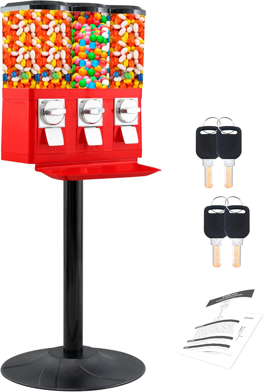 Candy Machine Dispenser Gumball & Candy Vending Machine Supports Large Gum Balls with Coin Operated for Commercial Use Includes Anti Theft Lock Meets FDA Norms