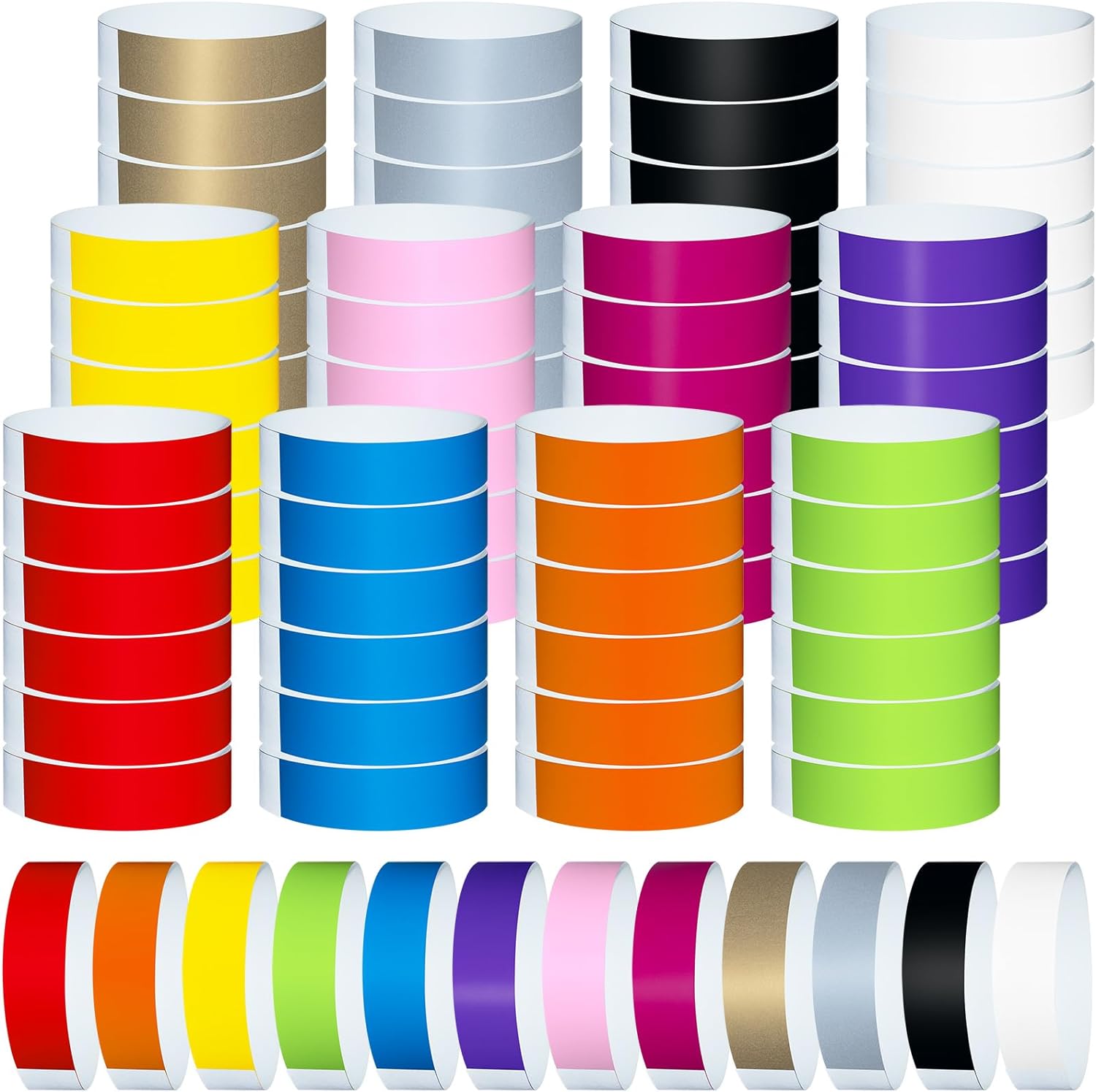 1200 Pcs Plastic Paper Wristbands for Events Neon Color Wrist Bands Concert Identification Wristbands Paper Bracelets Wristbands Party Hand Bands (Multicolor)