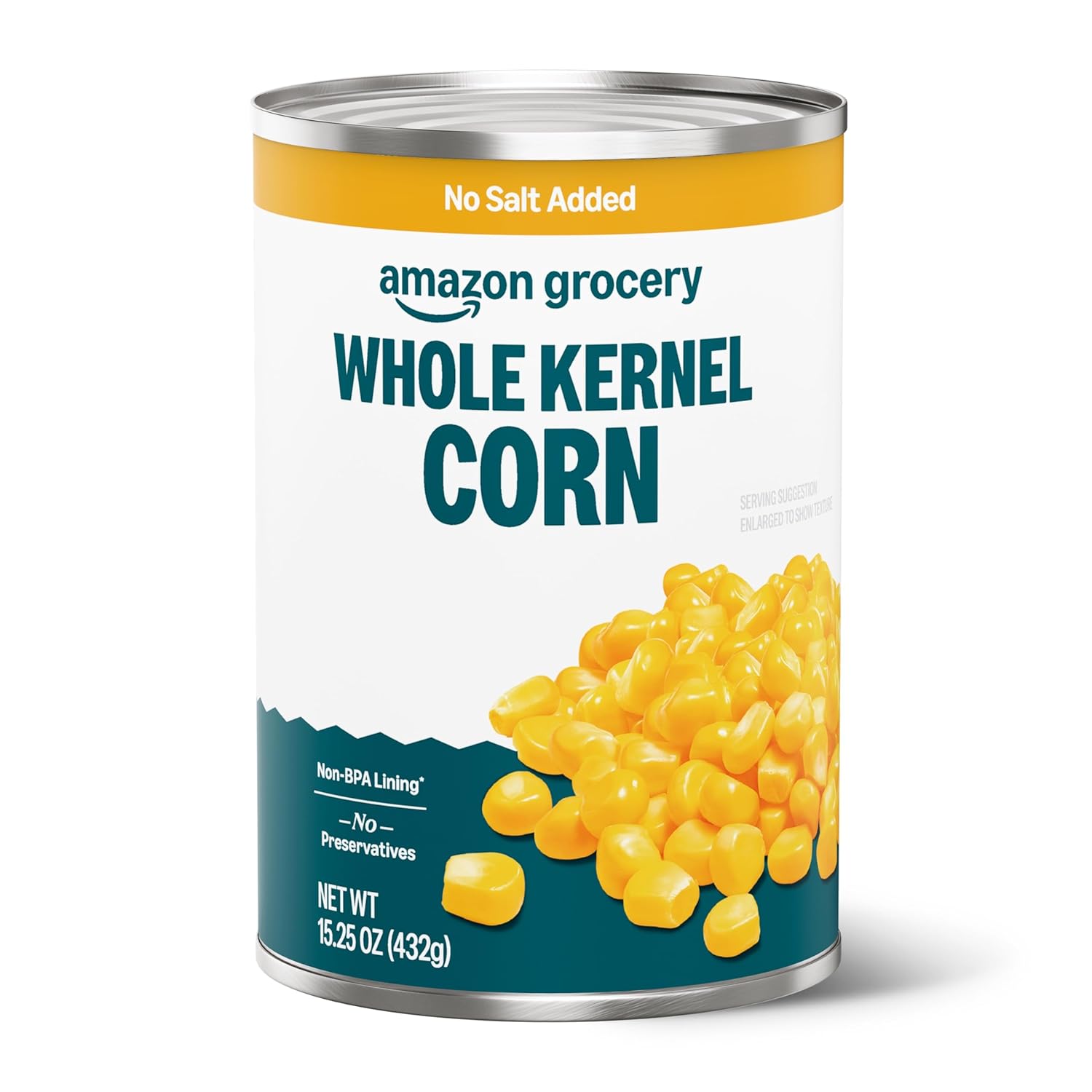 Amazon Grocery, Canned Whole Kernel Corn, No Salt Added, 15.25 Oz (Previously Amazon Fresh, Packaging May Vary)