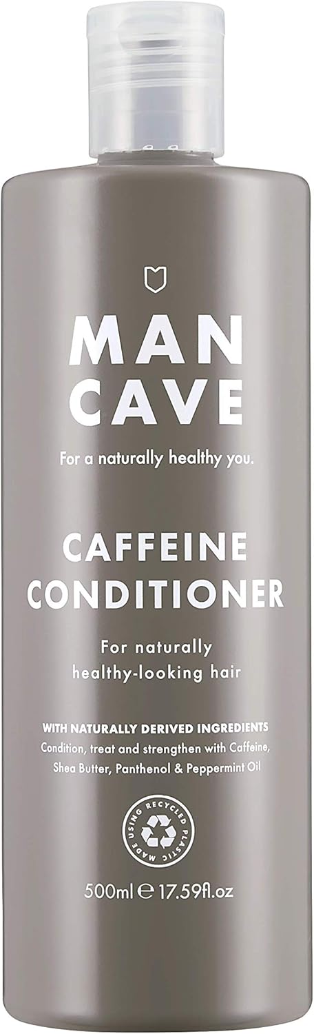 ManCave Caffeine Conditioner for Men, Encourage Healthy Hair Growth, Condition and Strengthen with Caffeine, Shea Butter and Panthenol, Natural, Vegan, Cruelty Free, 500 ml