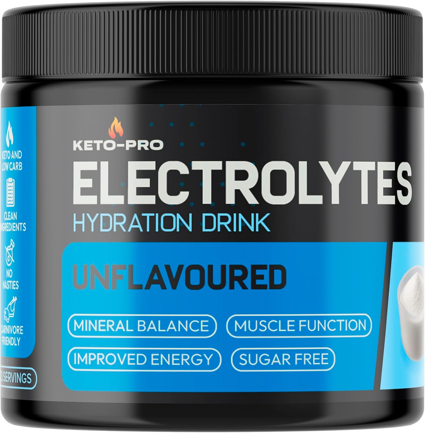 Keto-Pro Keto Electrolytes 250g - 50 Servings | Electrolyte Powder & Salts | Supports Fasting, Health & Fitness Goals | Unflavoured