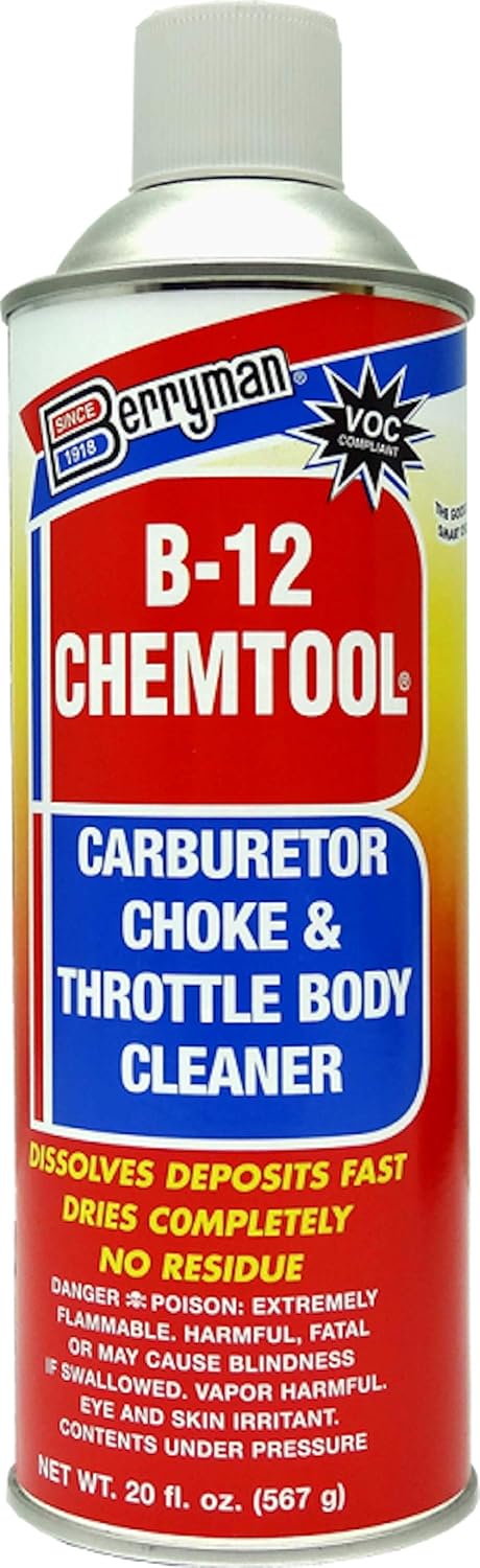 Berryman B-12 Chemtool Carburetor, Choke & Throttle Body Cleaner with Extension Tube [VOC Compliant In All 50 States], 20-ounce aerosol, 0120C