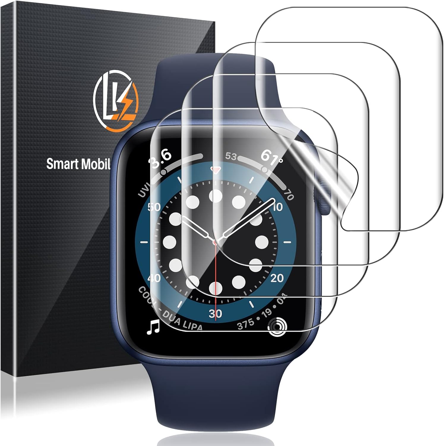 LK 4 Pack Screen Protector for Apple Watch Series SE 6 5 4 40mm/ Apple Watch Series 9 8 7 41mm, High Definition, Bubble Free, Clear Flexible TPU Film, Easy Installation, for iWatch 40/41mm