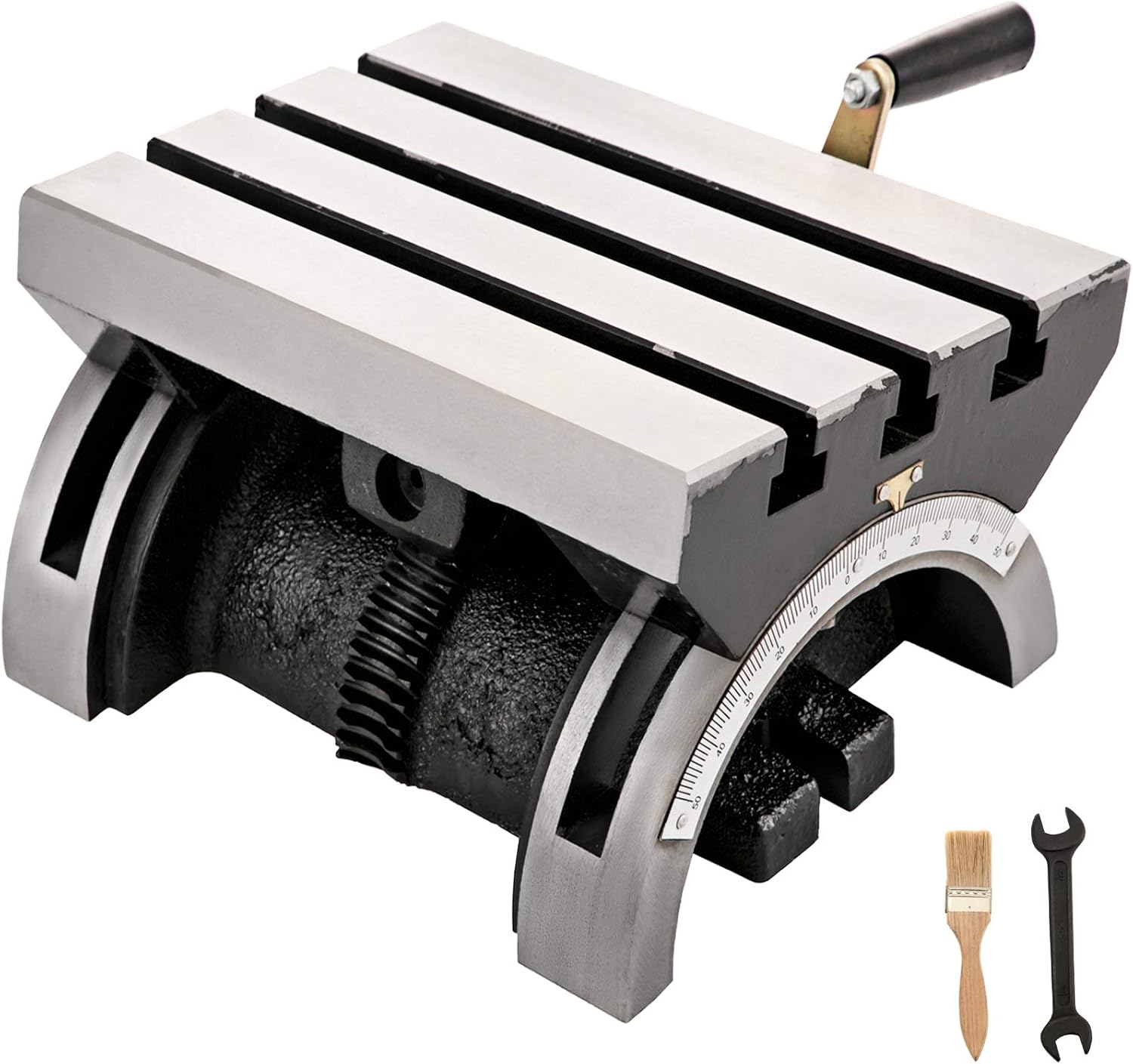 BestEquip Tilting Milling Table 10x7inch Tilting Angle Milling Machine 0-80°Adjustable Swivel Angle Plate with 3 T-slots and an Adjustable Crank Handle Heavy Duty Tilting Milling Machine for Grinding