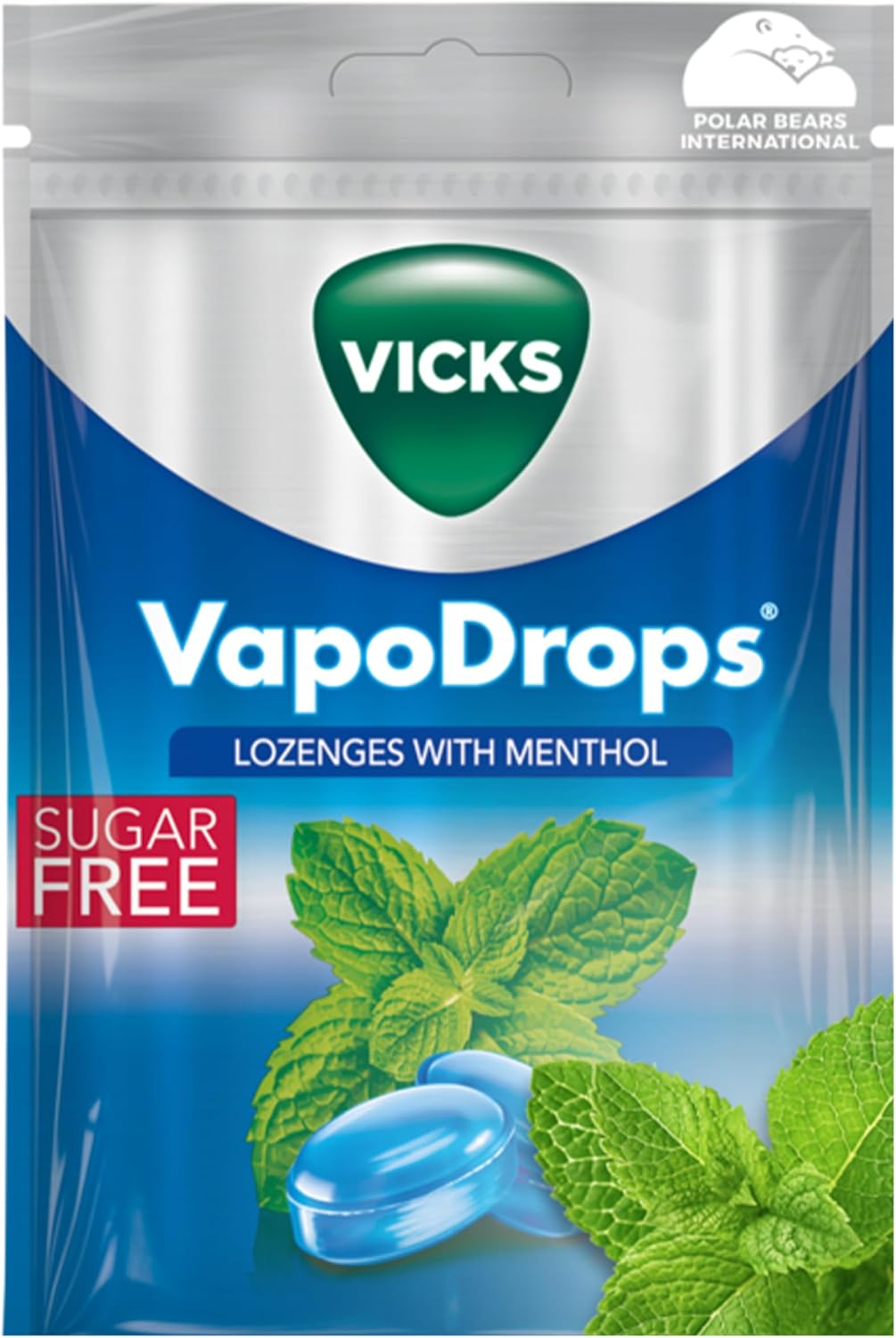VICKS VapoDrops Menthol, Classic Sugar Free Vegan Lozenges With Menthol, Pack 72g