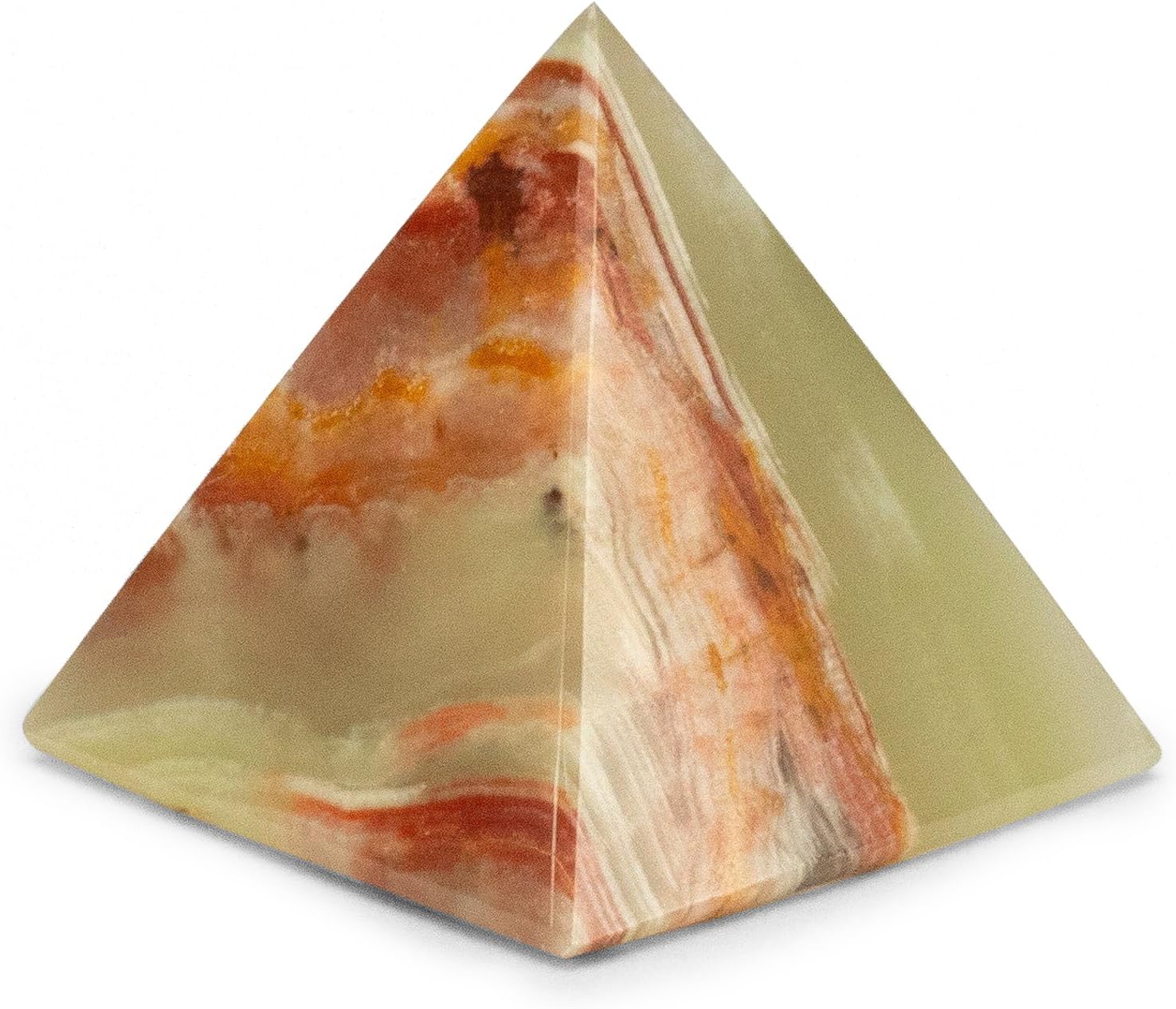KALIFANO - Green Onyx Pyramid, Unearthed and Hand-Carved in Pakistan, Timeless, Unique, and Elegant Decor Accent, Office or Home Decor