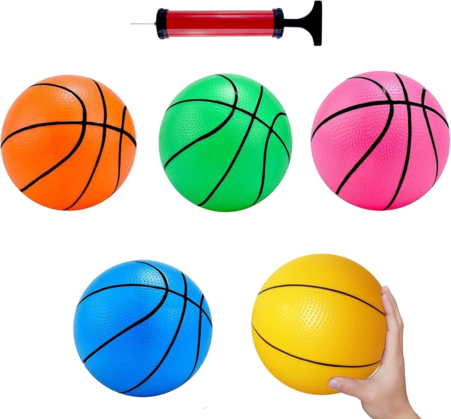 Mini Basketball, Colorful Children'S Mini Toy Basketball Set, With 16cm Rubber Basketball, Suitable For Indoor And Outdoor Children'S Basketball Hoop (5 Packs) 1