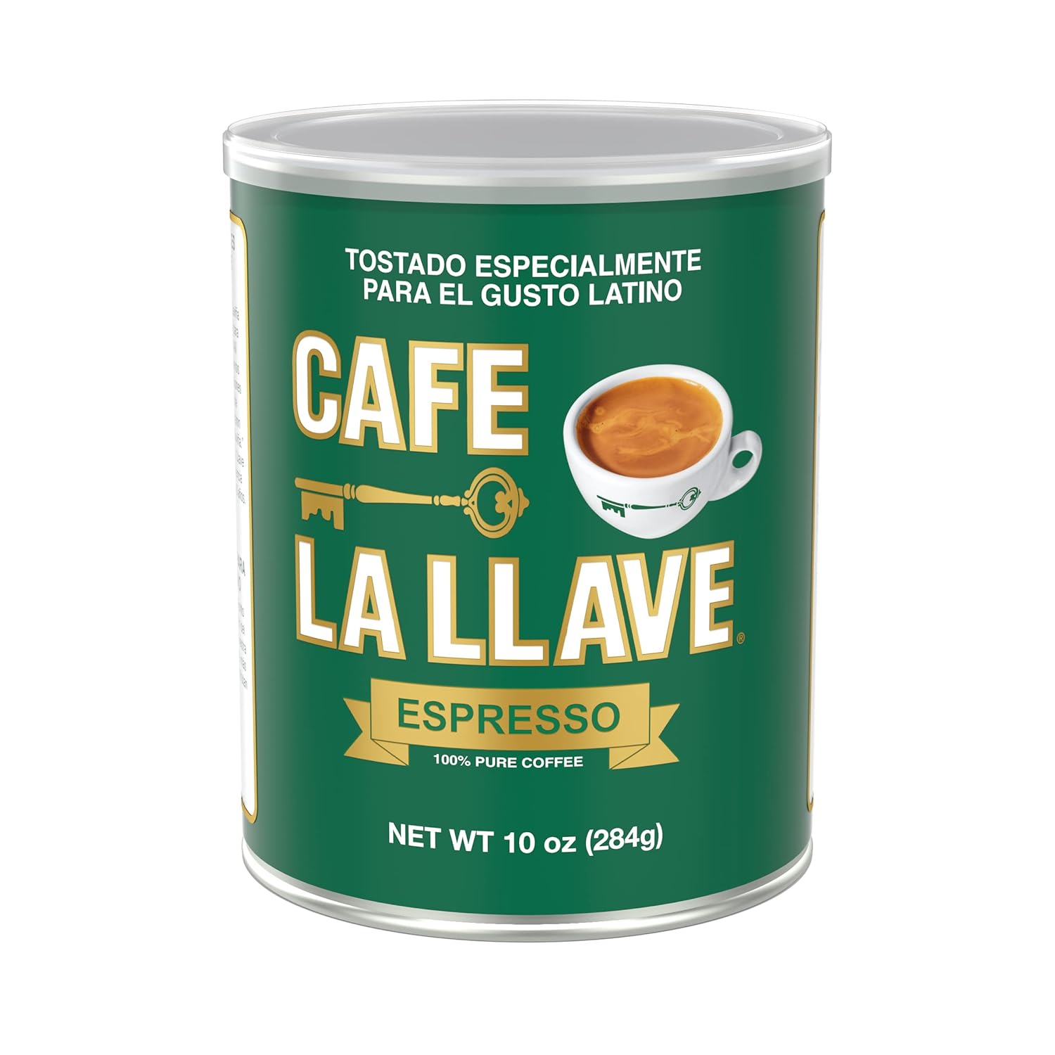 Cafe La Llave Dark Roast Ground Espresso Coffee, 10 oz Can - Rich and Bold Cuban-Style Blend - Strong, Aromatic Flavor