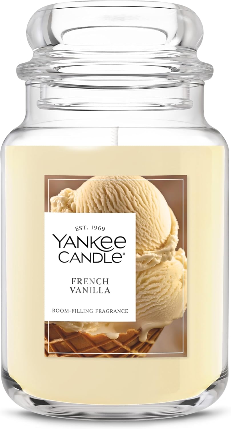 Yankee Candle French Vanilla Scented Candle, 22oz Large Jar with up to 150 Hour Burn Time, Giftable