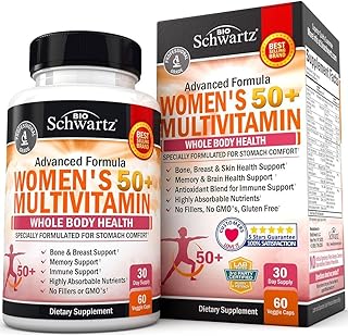 Daily Multivitamin for Women 50 & Over – Memory Support Supplement – Promotes Stress Reduction & Healthy Immune Response – Women's Multivitamin Supplement Designed for Stomach Comfort - 60 Capsules