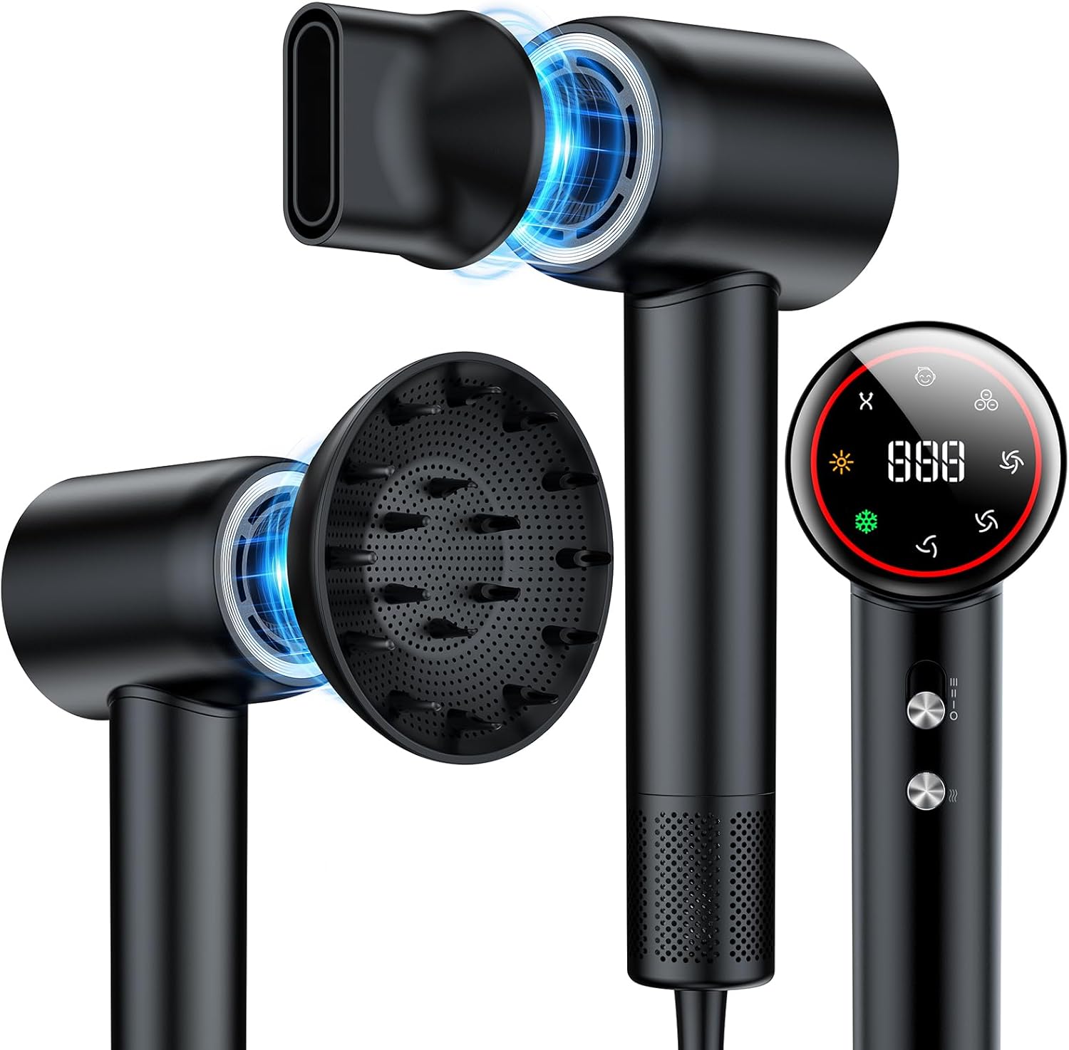 Hair Dryer, 160000 RPM High Speed 200 Million Ionic Blow Dryer, Professional Hair Blow Dryer with Diffuser and Nozzle for Home, Travel & Salon Use, 120V