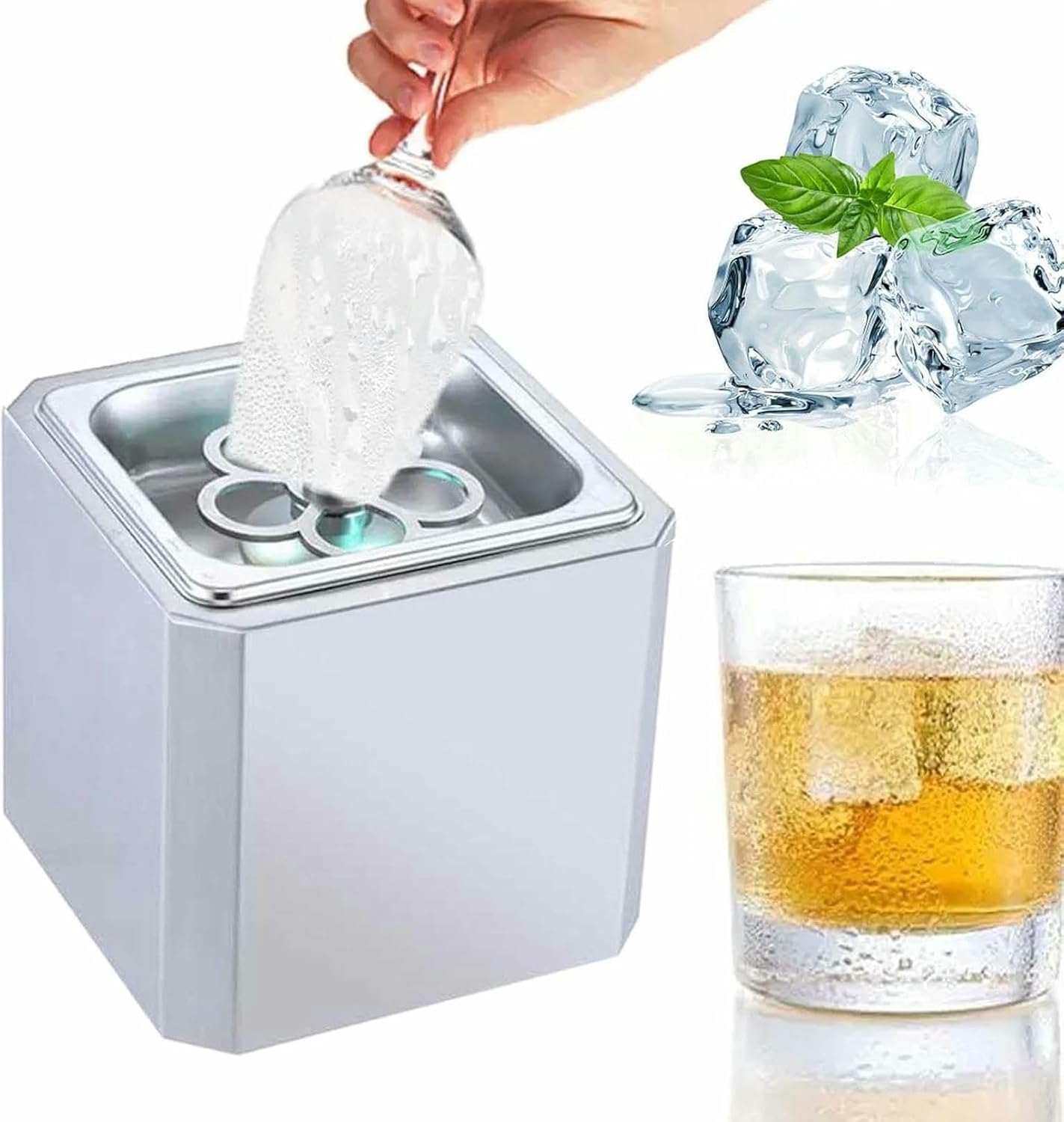 Wzglod Rapid Chill Countertop Glass Froster, Stainless Steel Ice Cup Machine,Connect to Co2 Tank,Cooling Temperature Up to -45°C