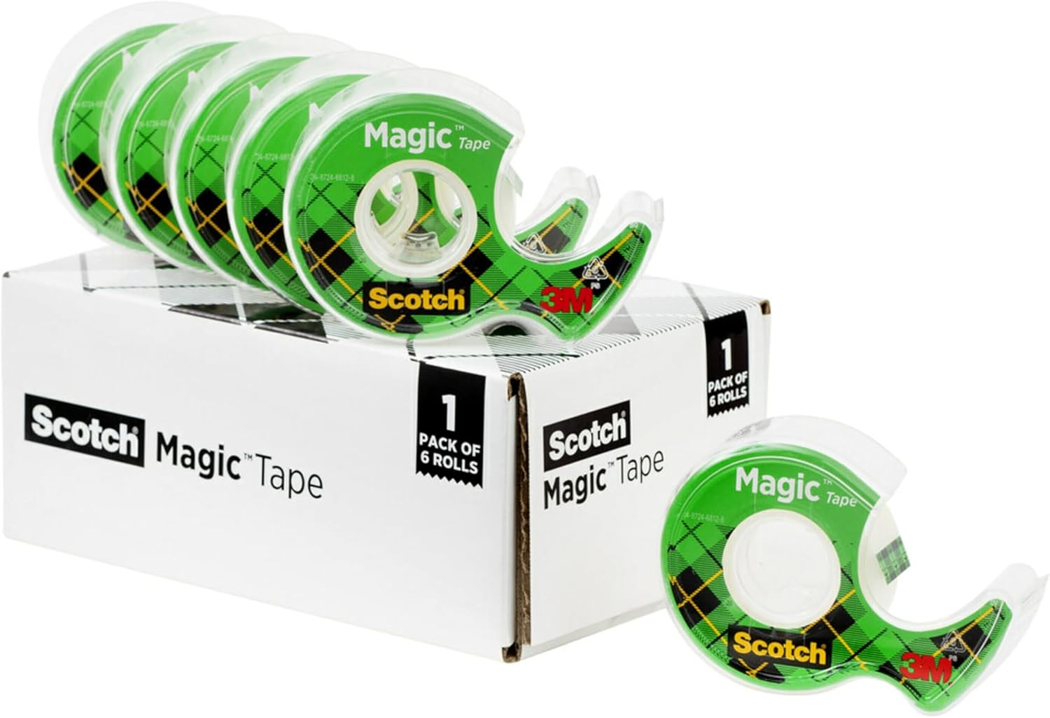 Scotch Magic Tape, Invisible, Home Office Supplies and Back to School Supplies for College and Classrooms, 6 Rolls with Dispensers