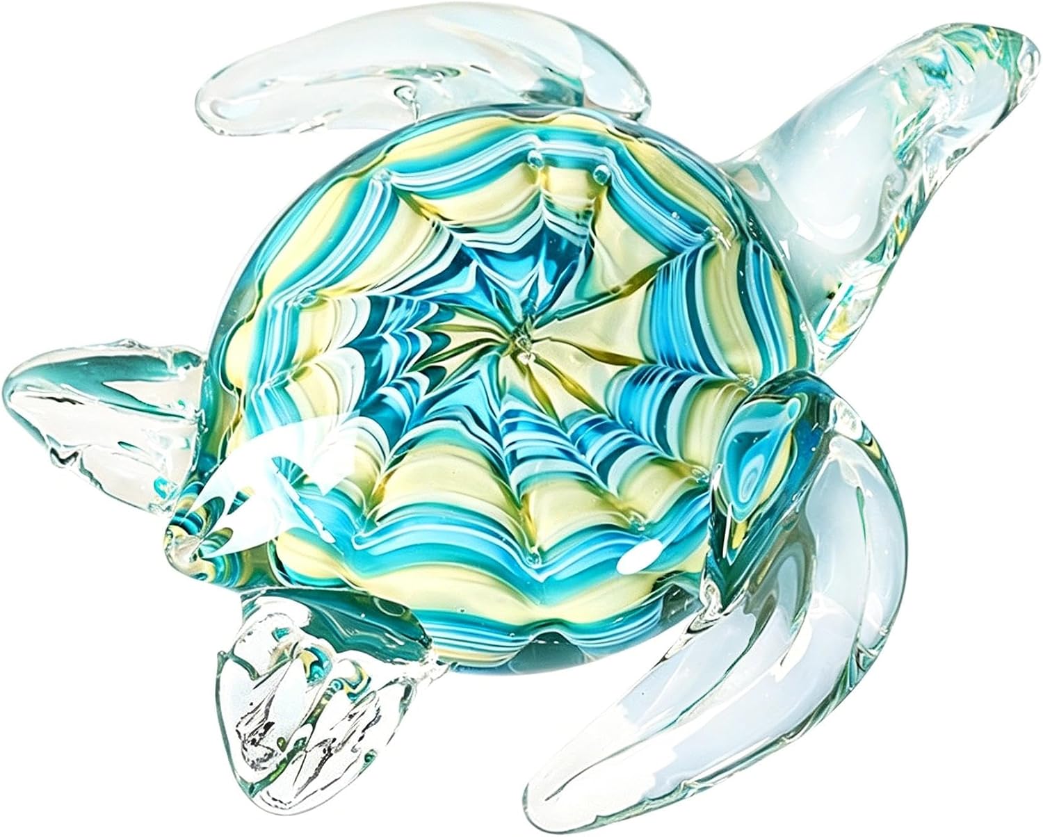 QFkris 6" Blown Glass Sea Turtle Figurine | Handmade Glass Turtle Sculpture for Mothers Day Gift, Home Decor, Birthdat Present