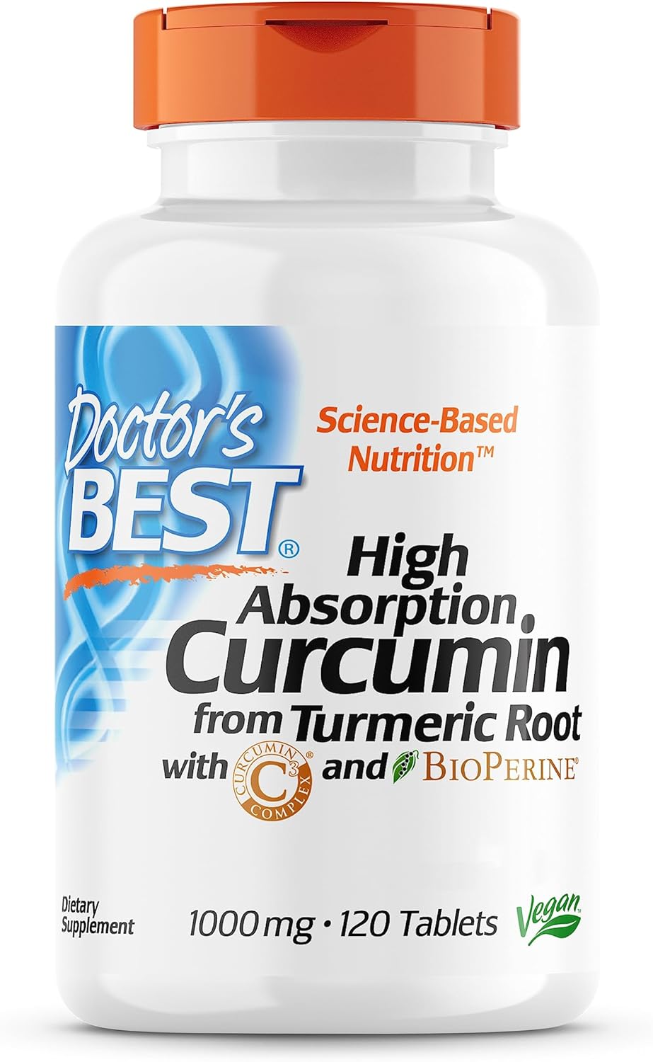 Doctor's Best, High Absorption Curcumin, 1.000mg, 120 Vegan Tablets, Turmeric, Gluten Free, SOYA Free, Vegetarian