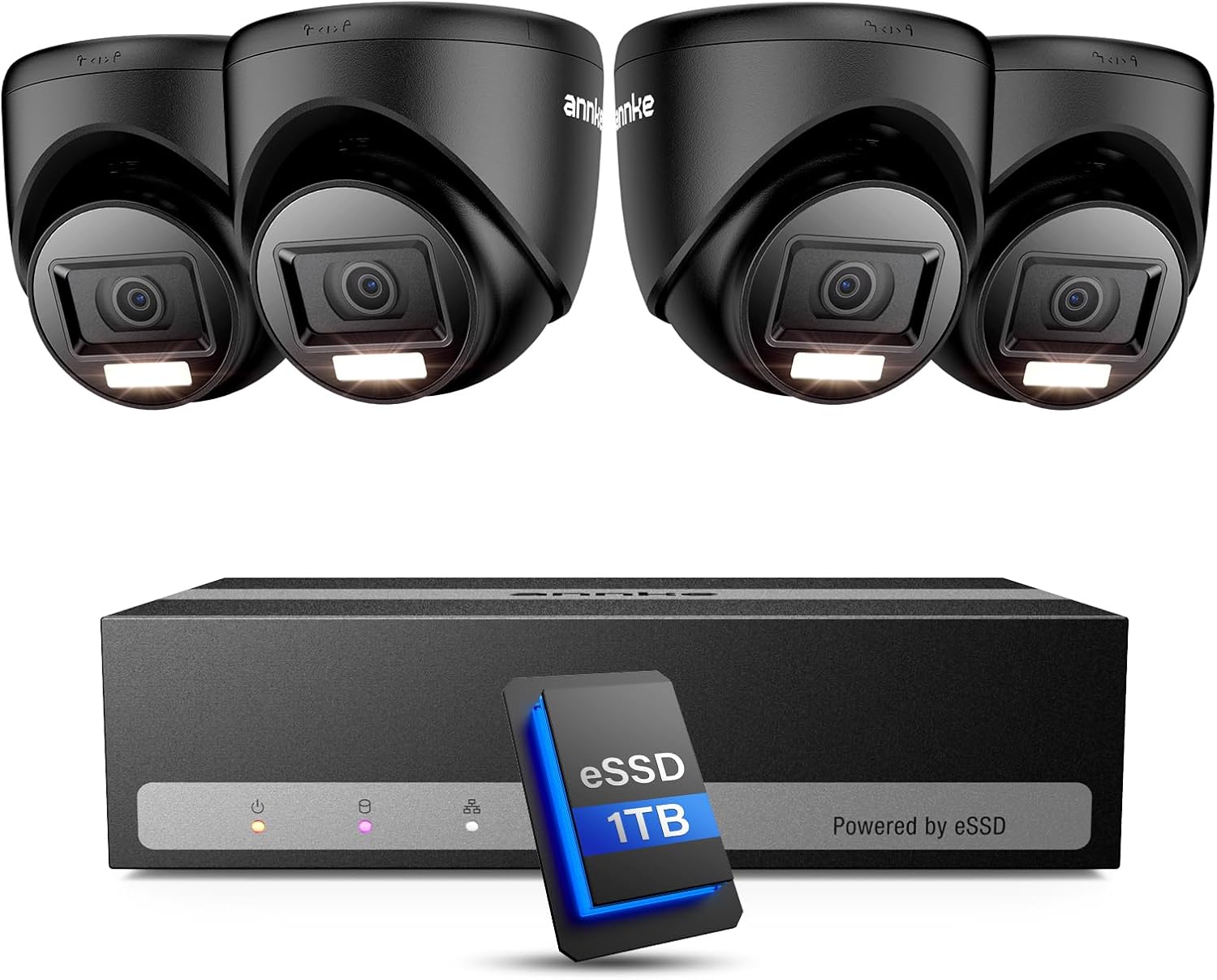 ANNKE E200 Home Security Camera System, 3K Lite 5-in-1 H.265+ 8CH eDVR with 1TB eSSD and (4) HD 1080P CCTV Dome Cameras, AI Human & Vehicle Detection, Smart Color Night Vision, Email Alert