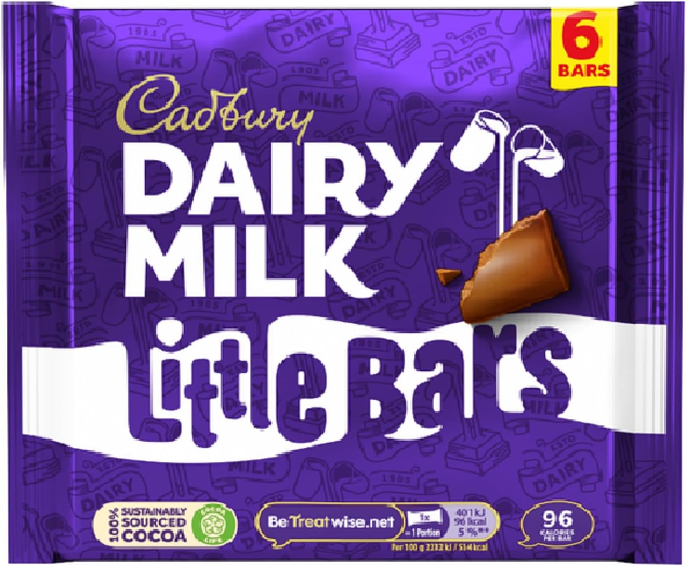 Cadbury Dairy Milk 6 Little Bars (Pack of 8, Total 48 Bars)0.13kg