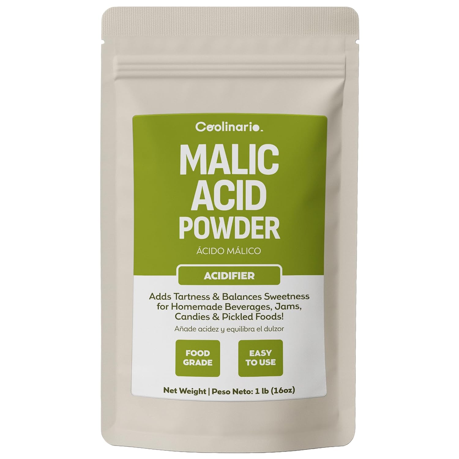 Coolinario Malic Acid Food Grade Powder (1 LB) Sour Powder