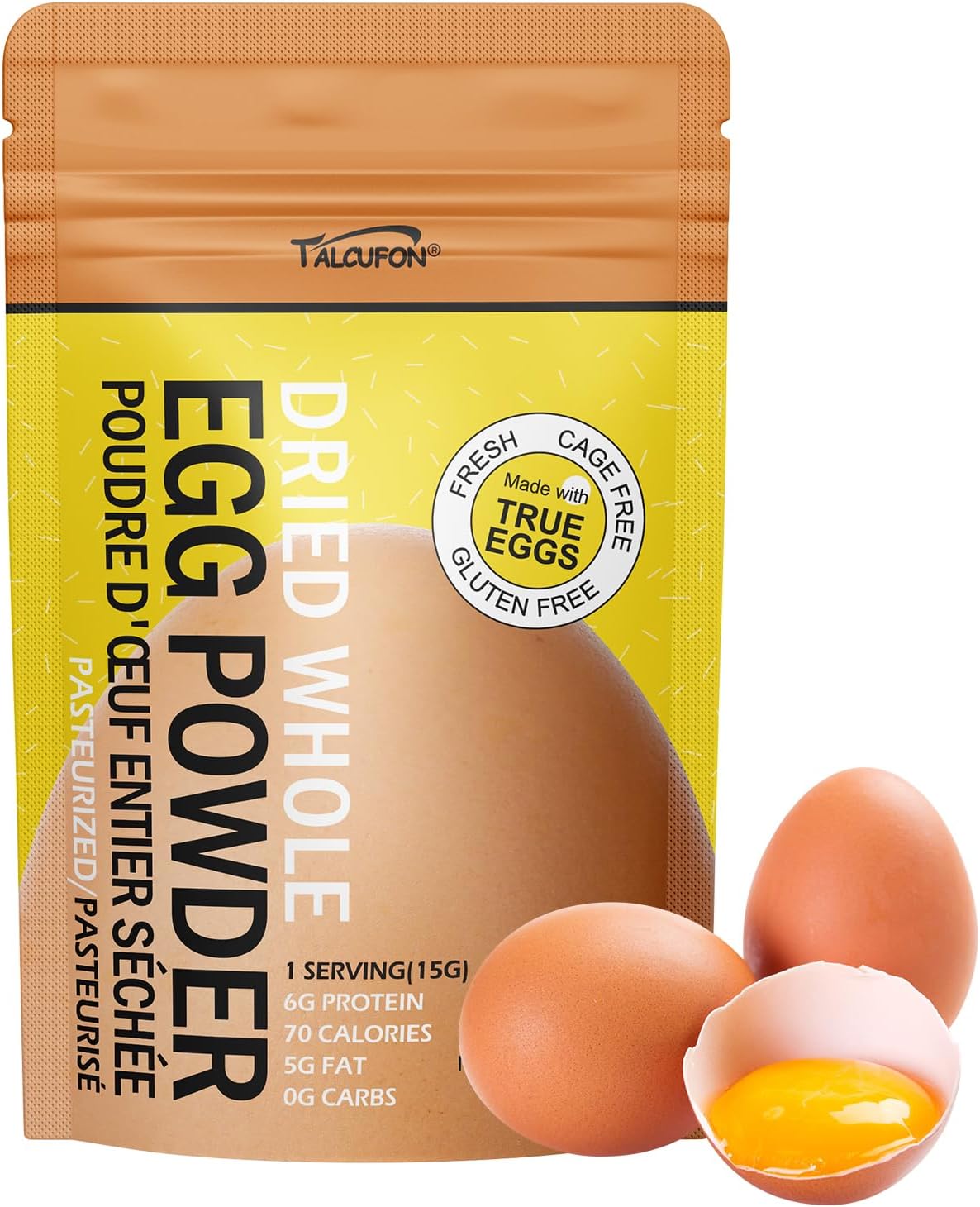 Whole Egg Powder 8Oz, Just Egg Ingredient, No Additives, Homogenized, Pasteurized, Gluten-Free Great for Baking and Cooking 227G
