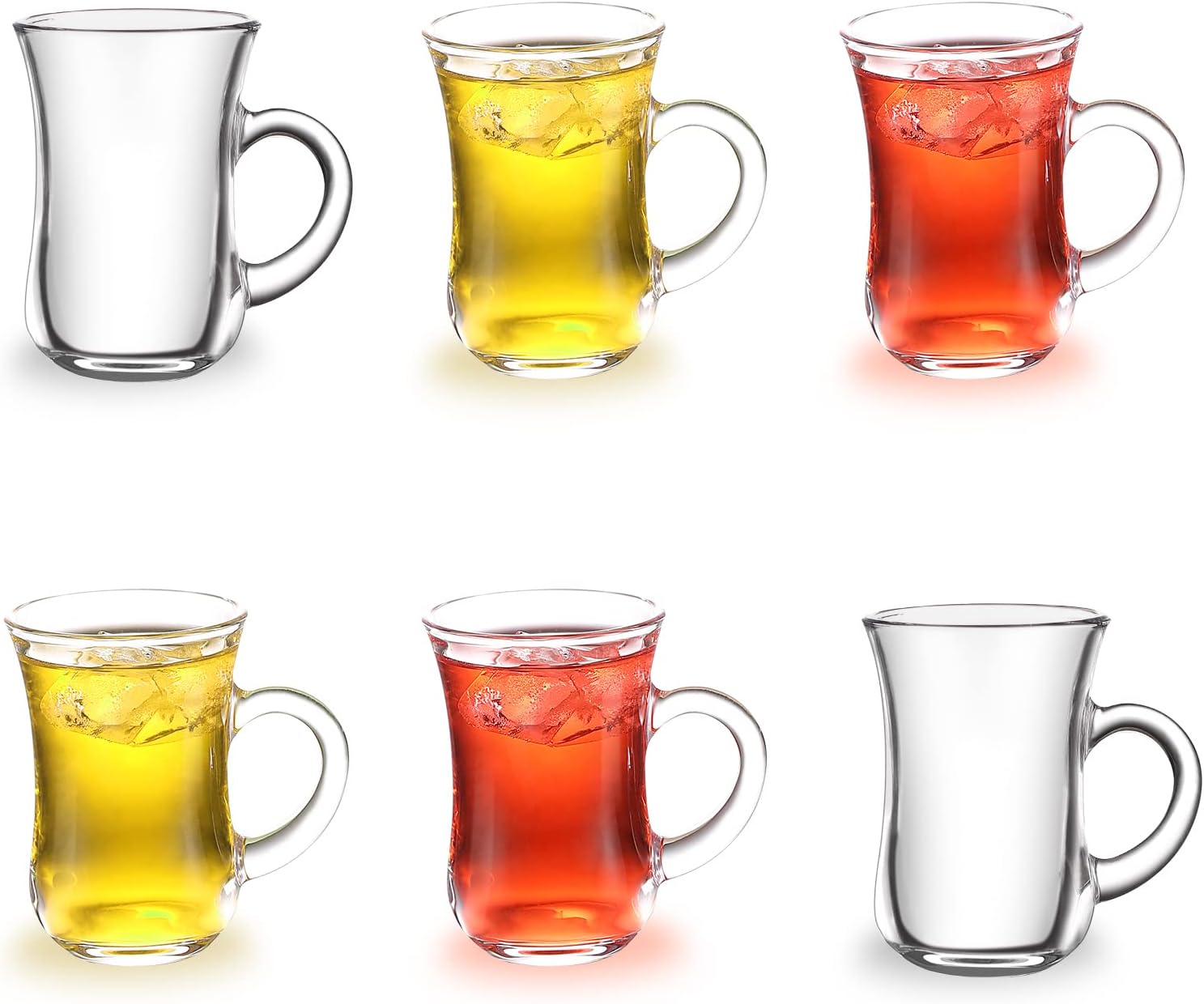 Royal Cuisine 6X Turkish Glass Tea Cups Stylish Latte Cappuccino and Hot Chocolate Coffee Mugs – (145 ML)