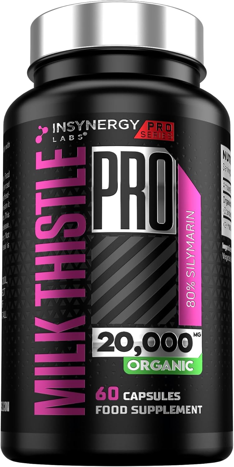 Milk Thistle 20,000mg Per Capsule (Maximum Dose in UK) Superior Organic 80% Silymarin Milk Thistle High Strength, 60 Vegan Milk Thistle Tablets Capsules Supplement