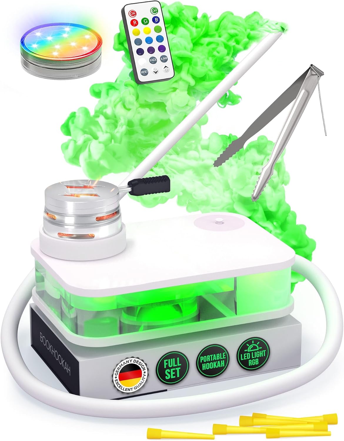 M. ROSENFELD Hookah Shisha Set - Premium Portable Shisha Pipe For Travel Flat Mini Hookah Box With Charcoal Holder & Coal Cover