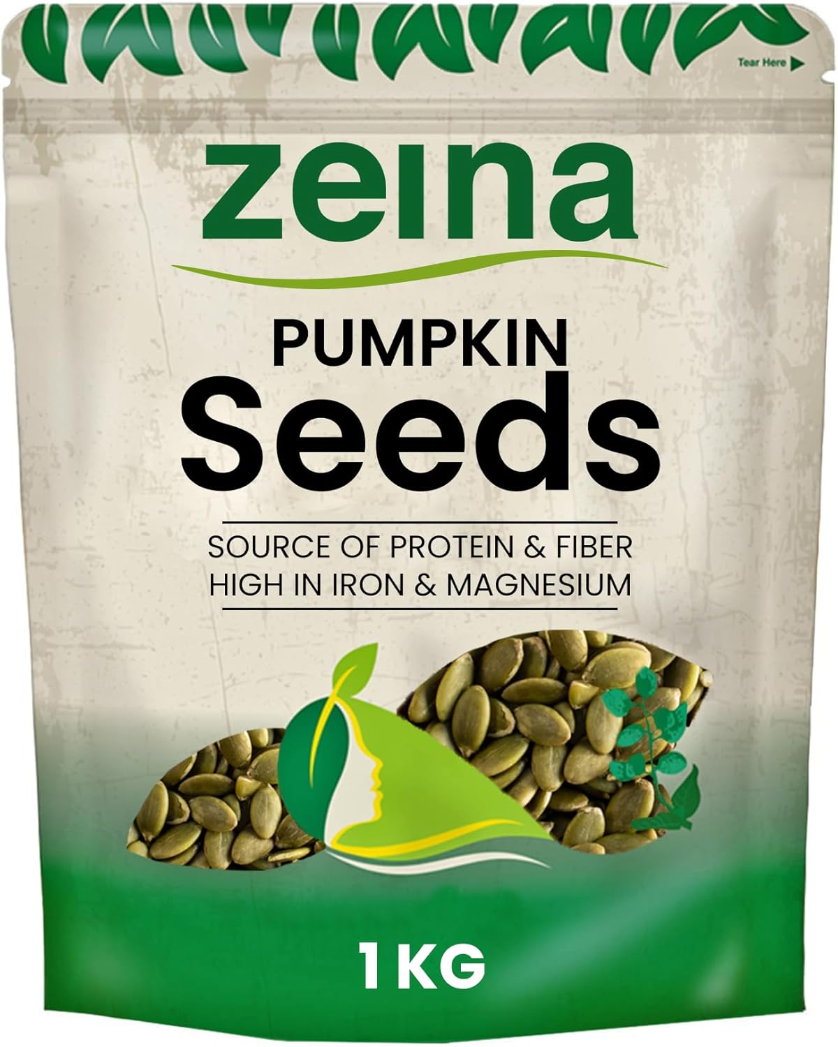 Zeina Pumpkin Seeds (1Kg) - Ready to Eat Naturally Gluten Free and Vegan Approved Raw Pumpkin Seed Kernels with Protein, Fibre, and Minerals