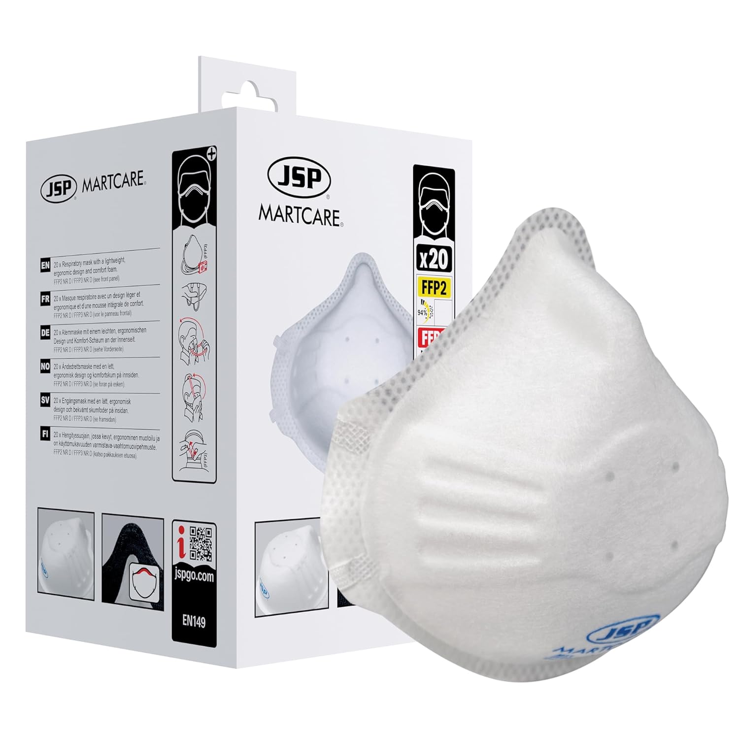 JSP Martcare Disposable Moulded Mask FFP3 - Box of 20 (BEG130-002-B00)