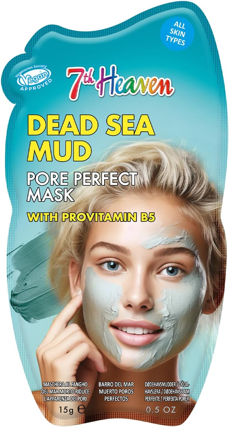 7th Heaven Dead Sea Mud Clay Face Mask with Pro-Vitamin B5, Clay Mask to Reduce Pores and Mattify for Smoother Skin - Genuine 7th Heaven Face Masks Skincare