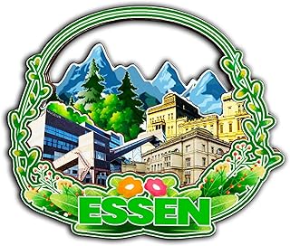 Essen Germany Germany Magnet Fridge Magnet Wooden 3D Landmarks Travel Collectible Souvenirs Decoration Handmade -3224
