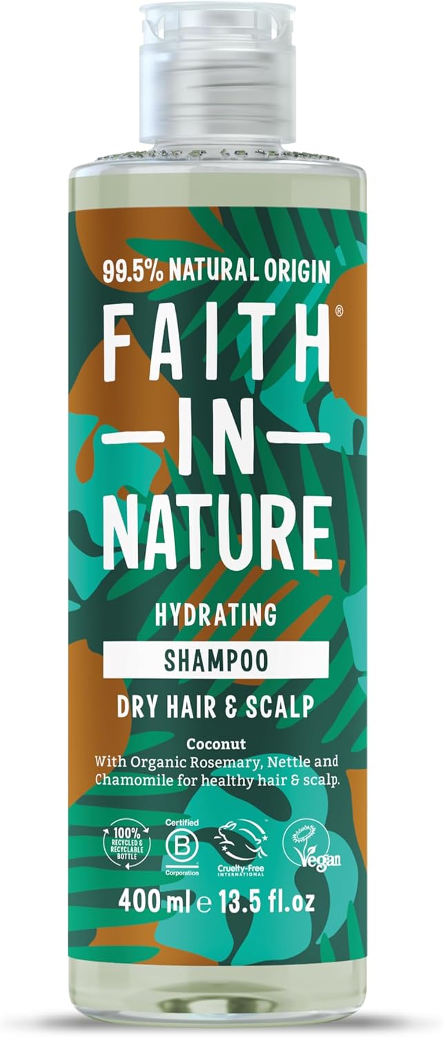 Faith In Nature Organic Coconut Shampoo, Hydrating for Dry Hair & Scalp, Vegan & Cruelty Free, No SLS, Silcones or Parabens, 400ml