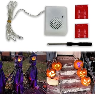 DIY Halloween Sound Effects Box with LED, Horror Screaming Tricky Voice-Activated Props, Battery Operated Laughing Scary Noise Spooky Sound Machine for Pumpkin Inflatables Eyeballs Ghost