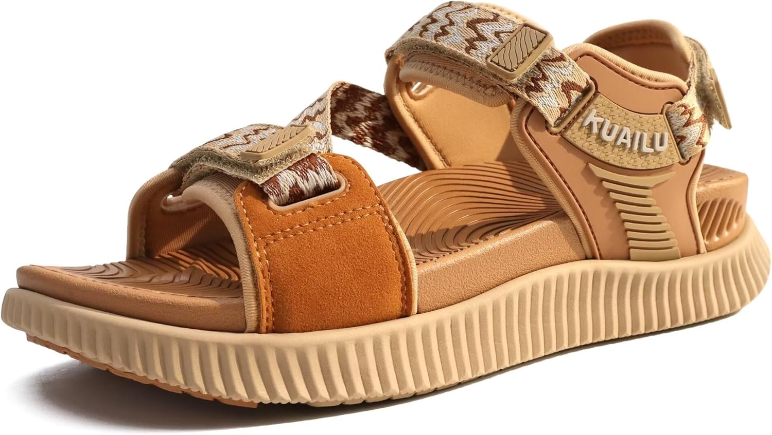 KuaiLu Womens Orthopedic Walking Sandals Recovery Sport Outdoor Hiking Water Sandles Thick Athletic Cushion Adjustable Leather Strap Shoes with Comfortable Plantar Fasciitis Arch Support