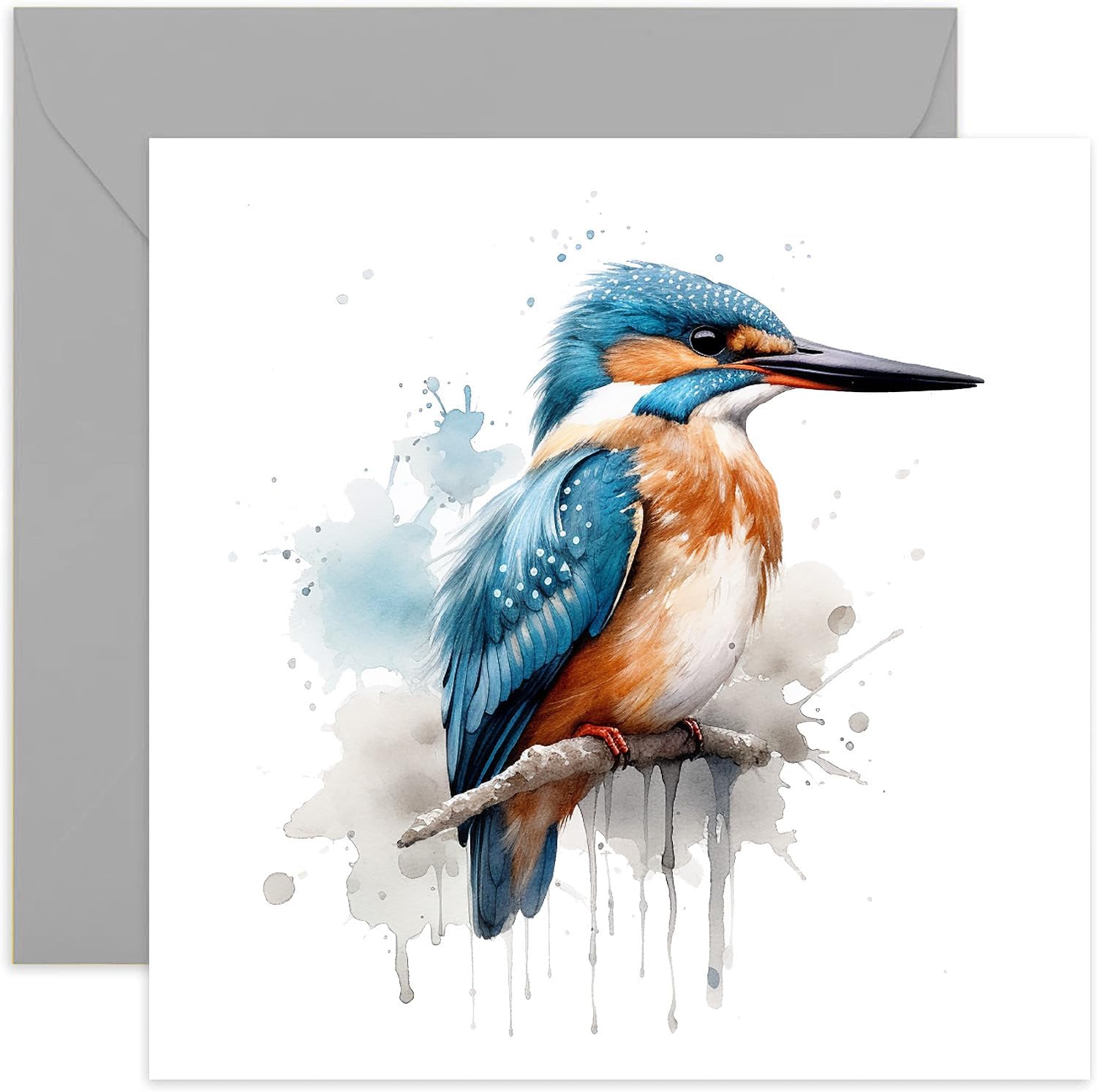 Old English Co. Watercolour Kingfisher Bird Greeting Card for Birthday - Cute Birthday Card for Mum, Nan, Her - Wildlife Art Card for Thinking of You, Thank You, Just Because | Blank Inside Envelope