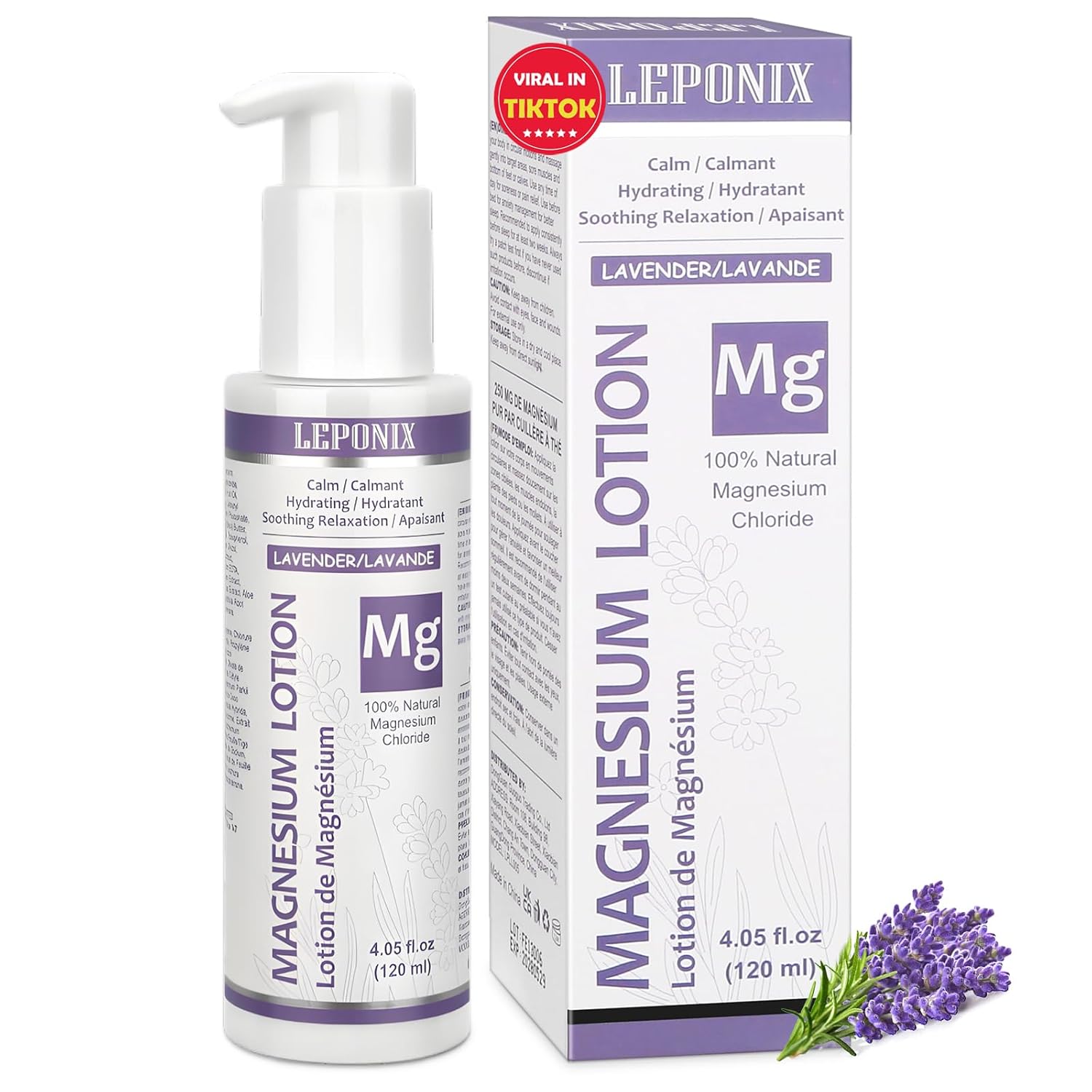 Magnesium Lotion for Sleep & Muscle Recovery - Soothing Topical Magnesium Lotion for Leg Cramps, Joint Comfort, Pain Relief - Relaxing Magnesium Body Butter for Men Women Kids (120ml, Lavender)