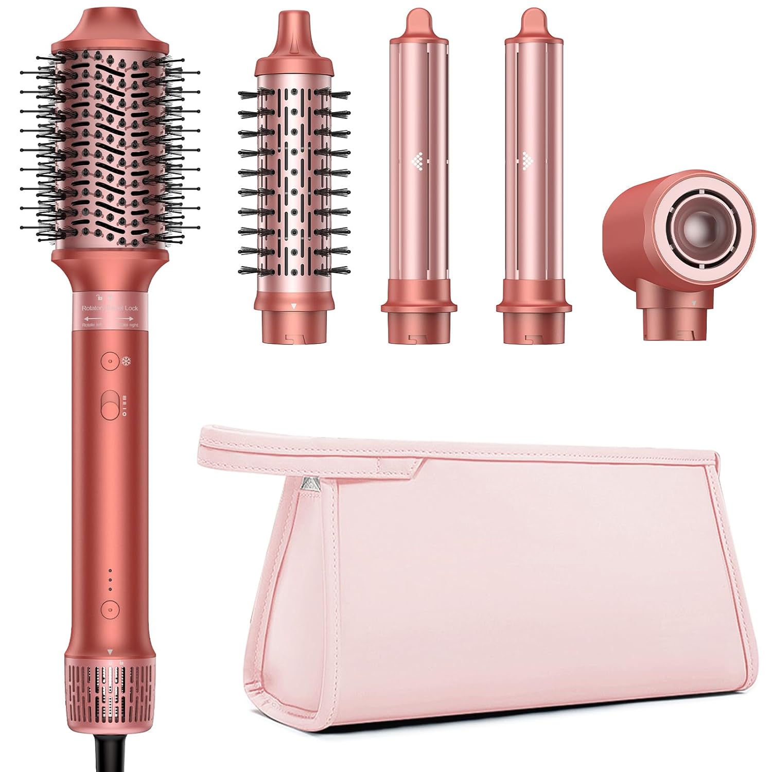 5 in 1 Hair Styler Hot Air Styler - High-Speed Hair Dryer Brush, Fast Drying No Heat Damage Ionic Blow Dryer Brush for Women Volumizing, Curling, Straighten, Frizz-Free Multi Stylers Travel Bag