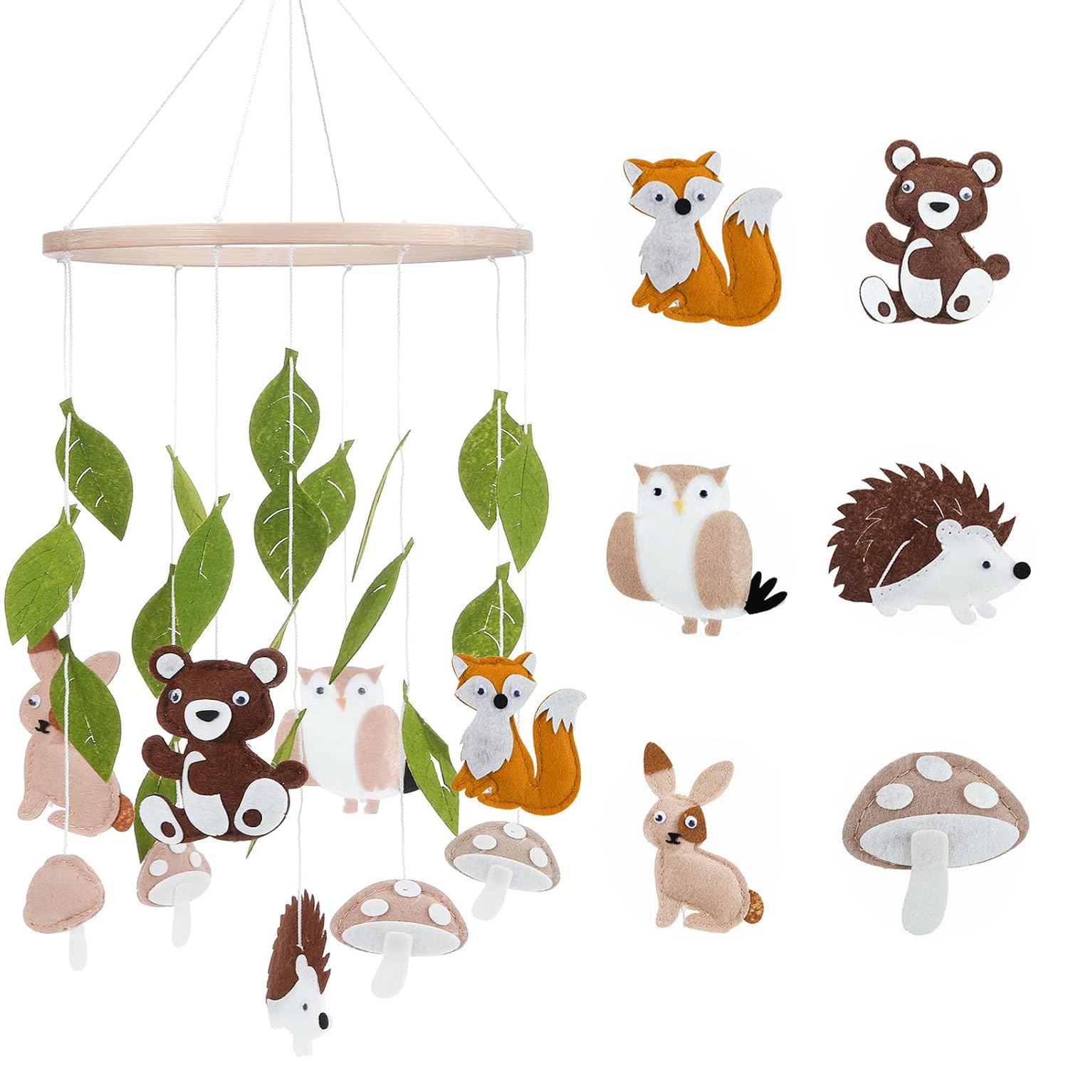 Woodland Ocean Mobile for Crib Jungle Baby Nursery Mobiles Forest Safari Toys for Crib Animals Woodland Nursery Decor for Baby Boys Girls Toys Room Decor (Land Animal)
