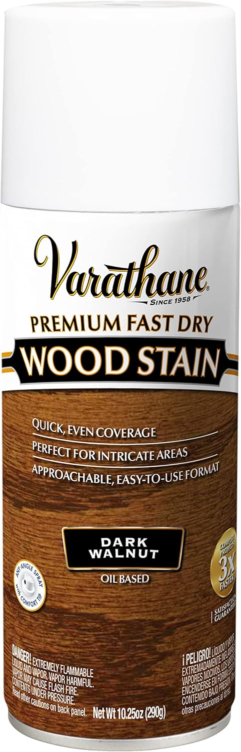 Varathane Premium Fast Dry Wood Stain Spray, 10.25 oz, Dark Walnut