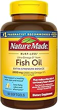 Nature Made Extra Strength Omega 3 Fish Oil 2800 mg per serving, Fish Oil Supplements as Ethyl Esters, Omega 3 Supplement for Healthy Heart, Brain, Eyes, and Mood Support, 60 Softgels, 30 Day Supply