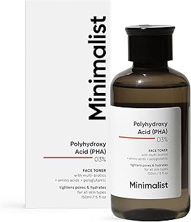 Minimalist 3% PHA Alcohol Free Hydrating Face Toner for Pore Tightening | Mild Exfoliation, pH Balancing & Rebalancing Skin Microbiome | for Women & Men | 5 Fl Oz / 150 ml