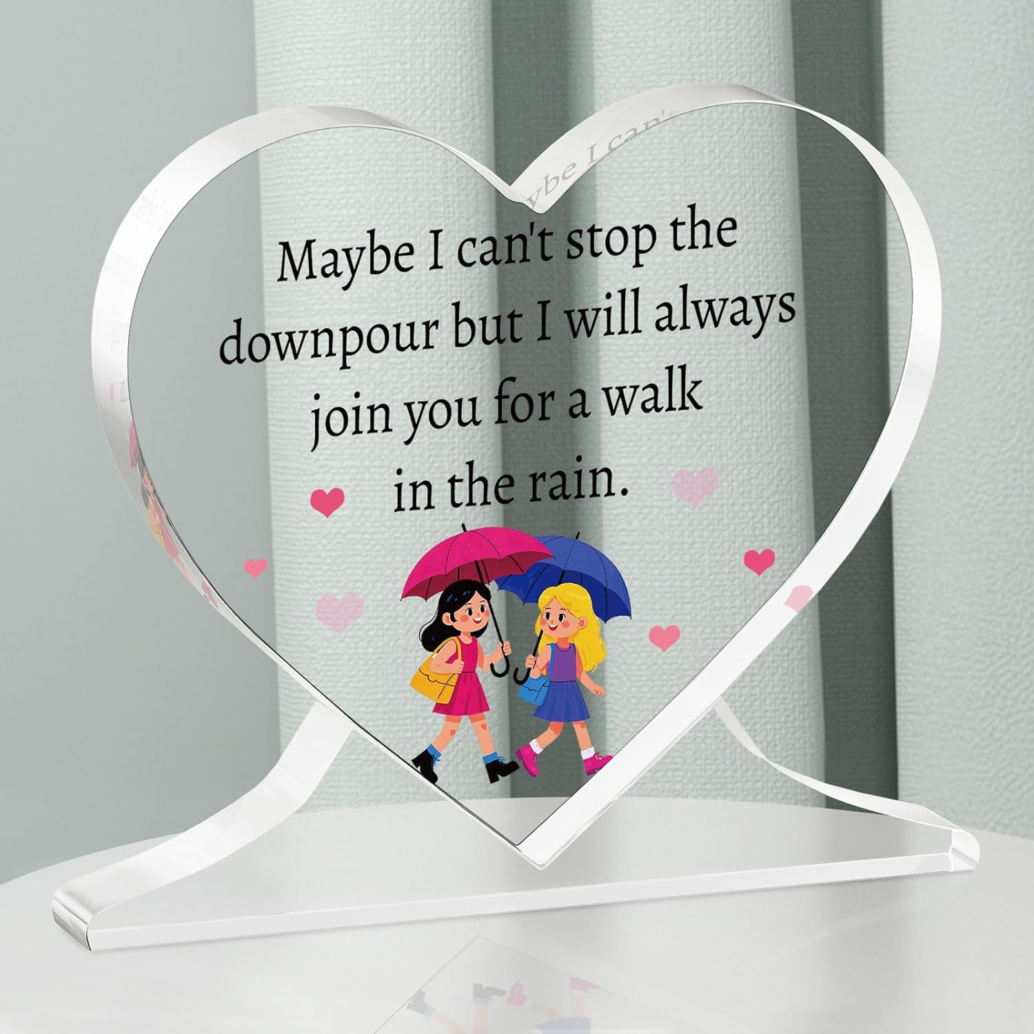 Welsky Friendship Gifts for Women, Heart Acrylic Decor, Graduation Wedding Christmas Birthday Friendship Gift for Women, Friend Heart V-bottom ornament